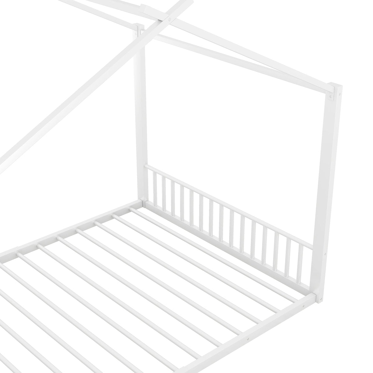 Upholstered Bed 140x200cm Iron Frame House Design - White
