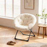 Folding Saucer Moon Chair Portable Soft Sheep's Wool Beige