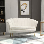 2-Seater Sofa Loveseat Upholstered Armrests Velvet Cream