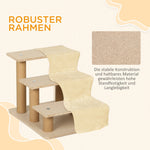 Dog Stairs, 3-Step 35 cm, Plush Look, Beige