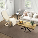 Recliner Chair, Rocking Relaxing with Adjustable Footrest, Birch Wood Cream White