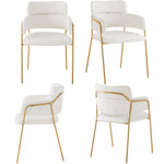 Dining Chair Set of 4 Modern Ergonomic Gold Legs - Beige