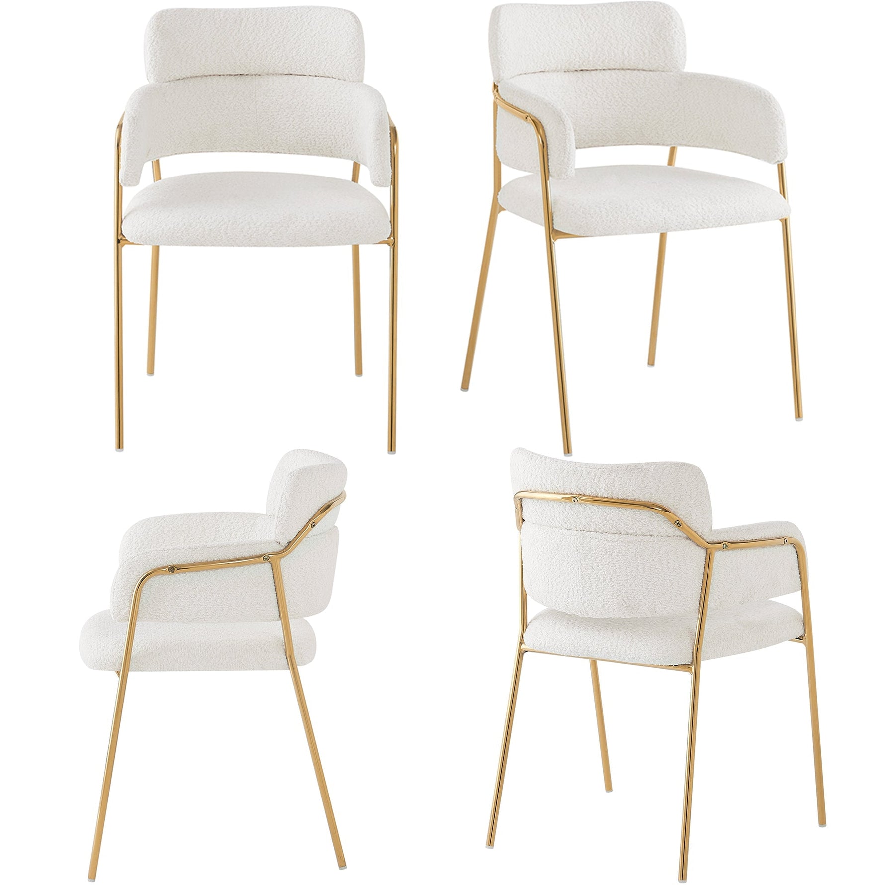 Dining Chair Set of 4 Modern Ergonomic Gold Legs - Beige