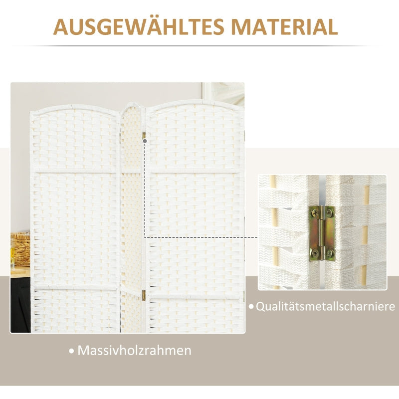 Room Divider 6-Panel Foldable Privacy Screen, White