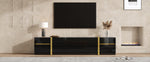 Luxurious TV Stand with Drawers and Doors, Modern High-Gloss Finish, Gold Edges