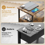 Side Table Coffee Table with Charging Station, 2 Drawers, Rustic Brown