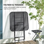 Folding Garden Table 70 x 70 cm, Weatherproof Steel, Black