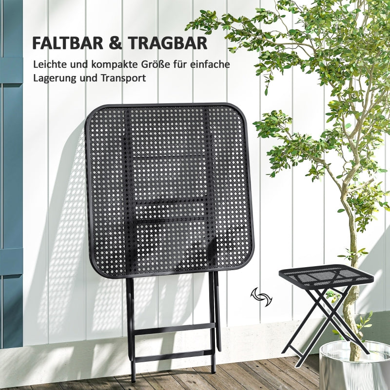 Folding Garden Table 70 x 70 cm, Weatherproof Steel, Black