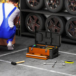 Tool Box with Drawer, Storage Compartment, Steel, Orange