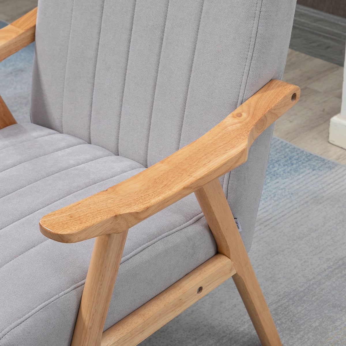 Wing Chair with Armrests, Scandi Design, Light Grey