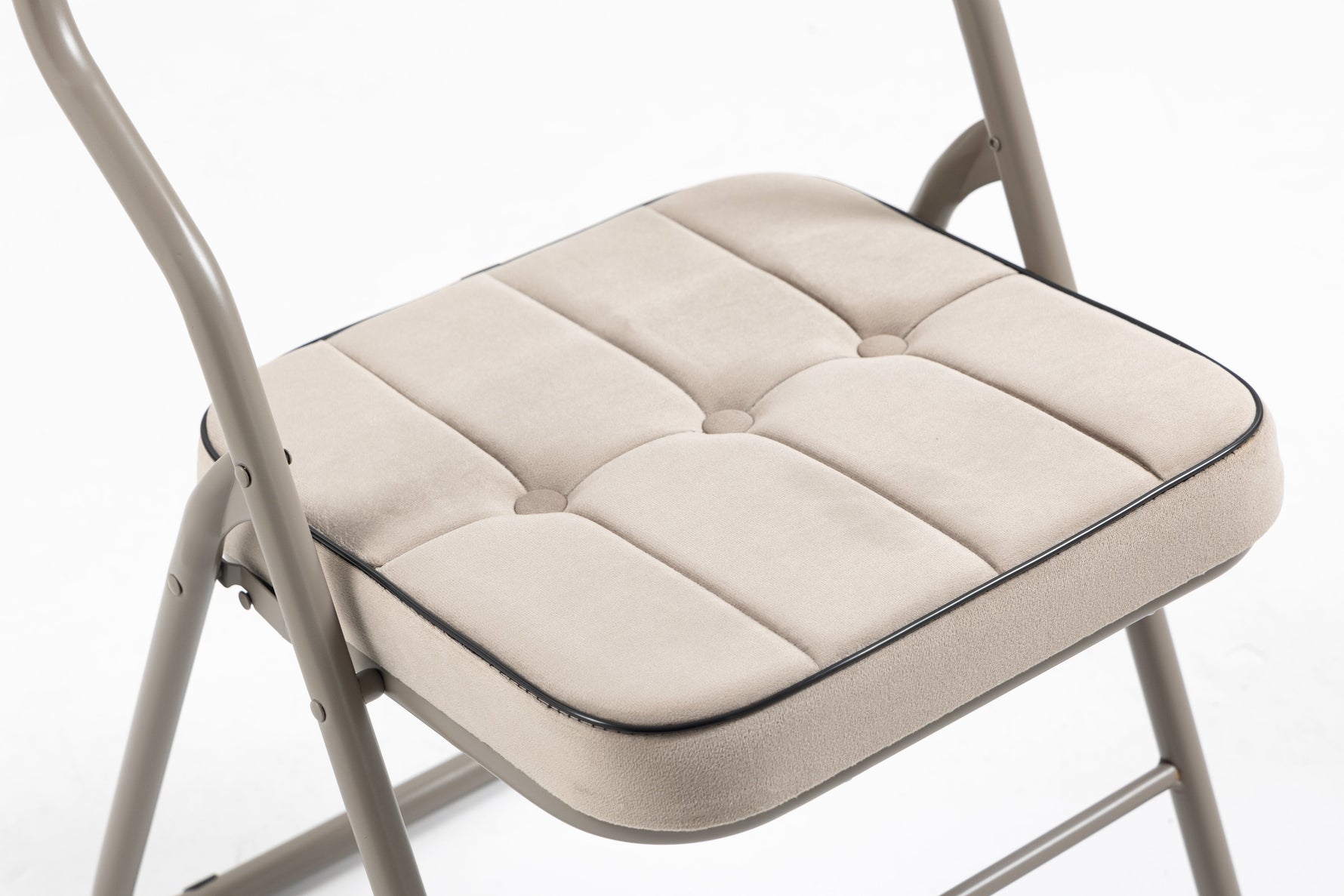 Padded Folding Chairs 2 Pack, Portable and Assembled with Cushion, Khaki