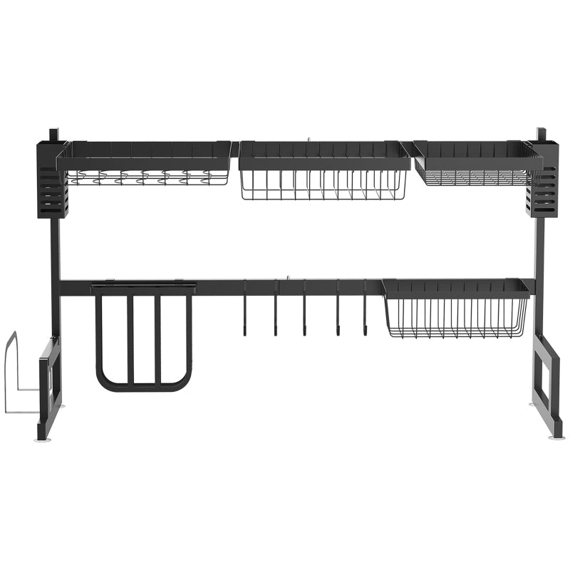 Dish Rack, Modular Dish Holder, Metal, Black