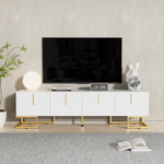 TV Cabinet Lowboard Textured Door Gold Handles and Feet