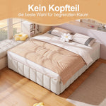 Upholstered Bed with Hydraulic Storage and No Headboard, 140x200cm, Beige