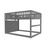 Low Bunk Bed, 140x200cm Safety with Storage, Wooden, Grey