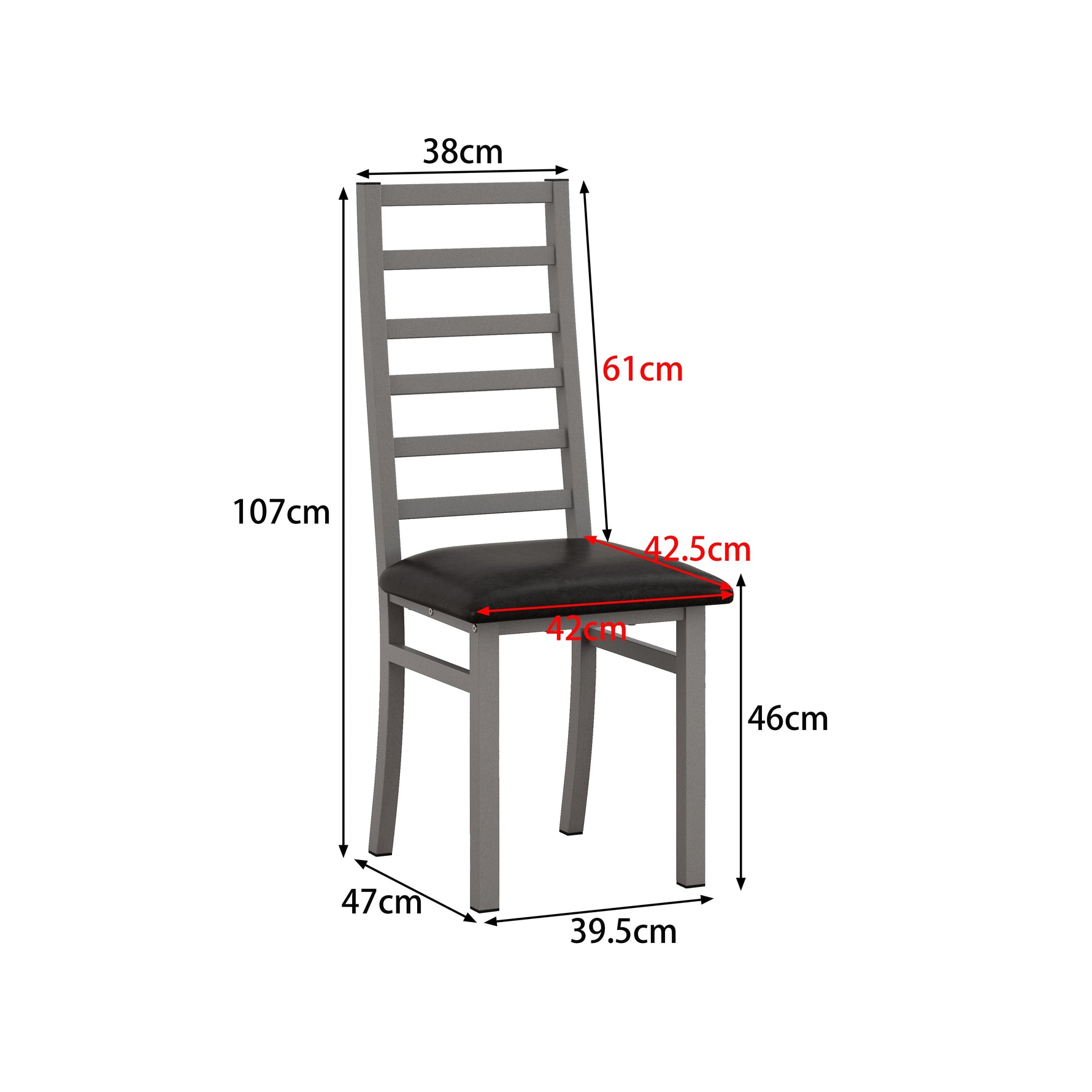 Dining Table Set for 4, Tulip Table with 4 Chairs, Black Table and Gray Chairs