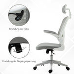 Ergonomic Office Chair, Headrest Rocking Function Height Adjustable, Grey