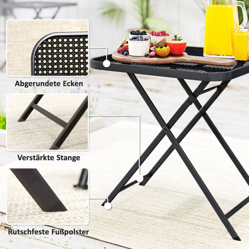 Folding Garden Table 70 x 70 cm, Weatherproof Steel, Black