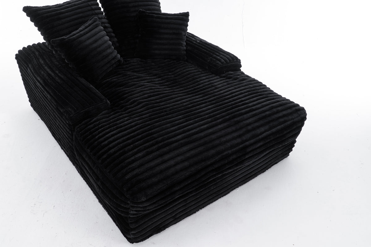 Luxury Cord Sofa, Multifunctional Sofa Bed, No Assembly, Black