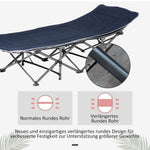 Camping Bed, Foldable with Pillow, Side Pocket, 150 kg Capacity, Oxford Dark Blue