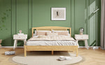 Double Rattan Bed 160x200cm, 15 Slats Pine + PE Rattan, Natural