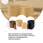 Modular Nesting Coffee Table Set of 2 Solid Wood Cylinder Design - Natural, Black & Walnut