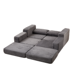 Sofa Bed 2-in-1 Modular with Removable Footstool Corduroy