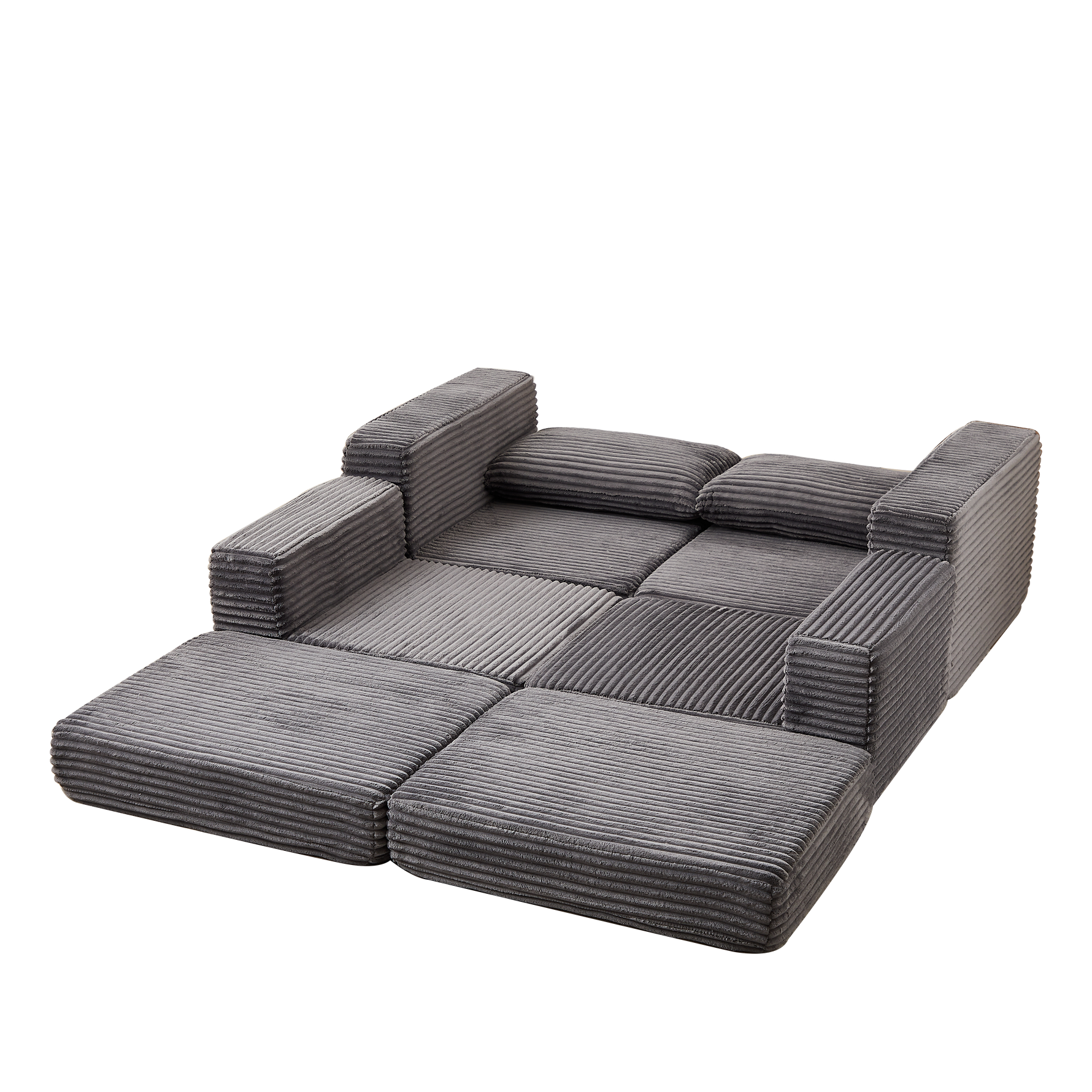 Sofa Bed 2-in-1 Modular with Removable Footstool Corduroy