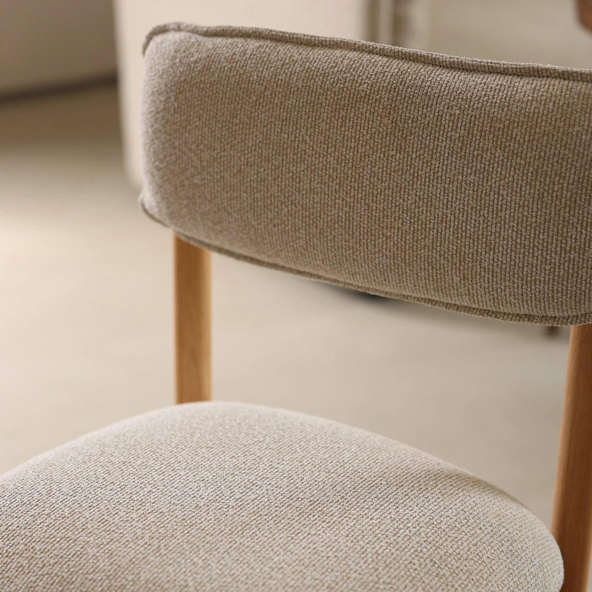 Wooden Chair Frank, Upholstered Small Packing Size, Natural/Beige