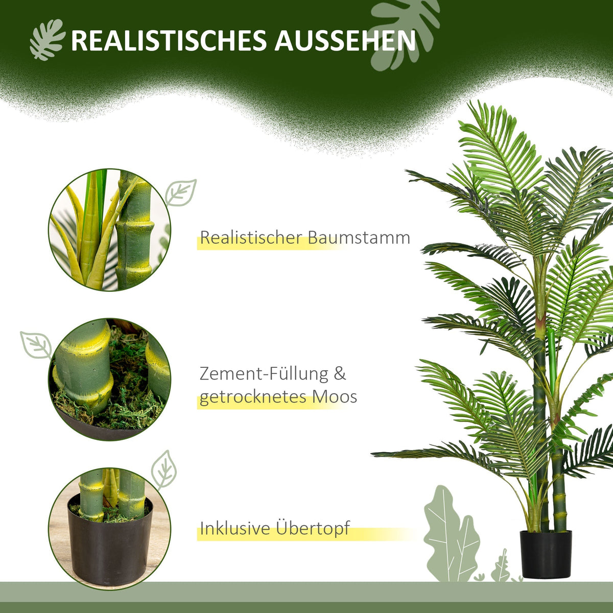 Artificial Palm Tree, 150cm, Easy-Care, Green