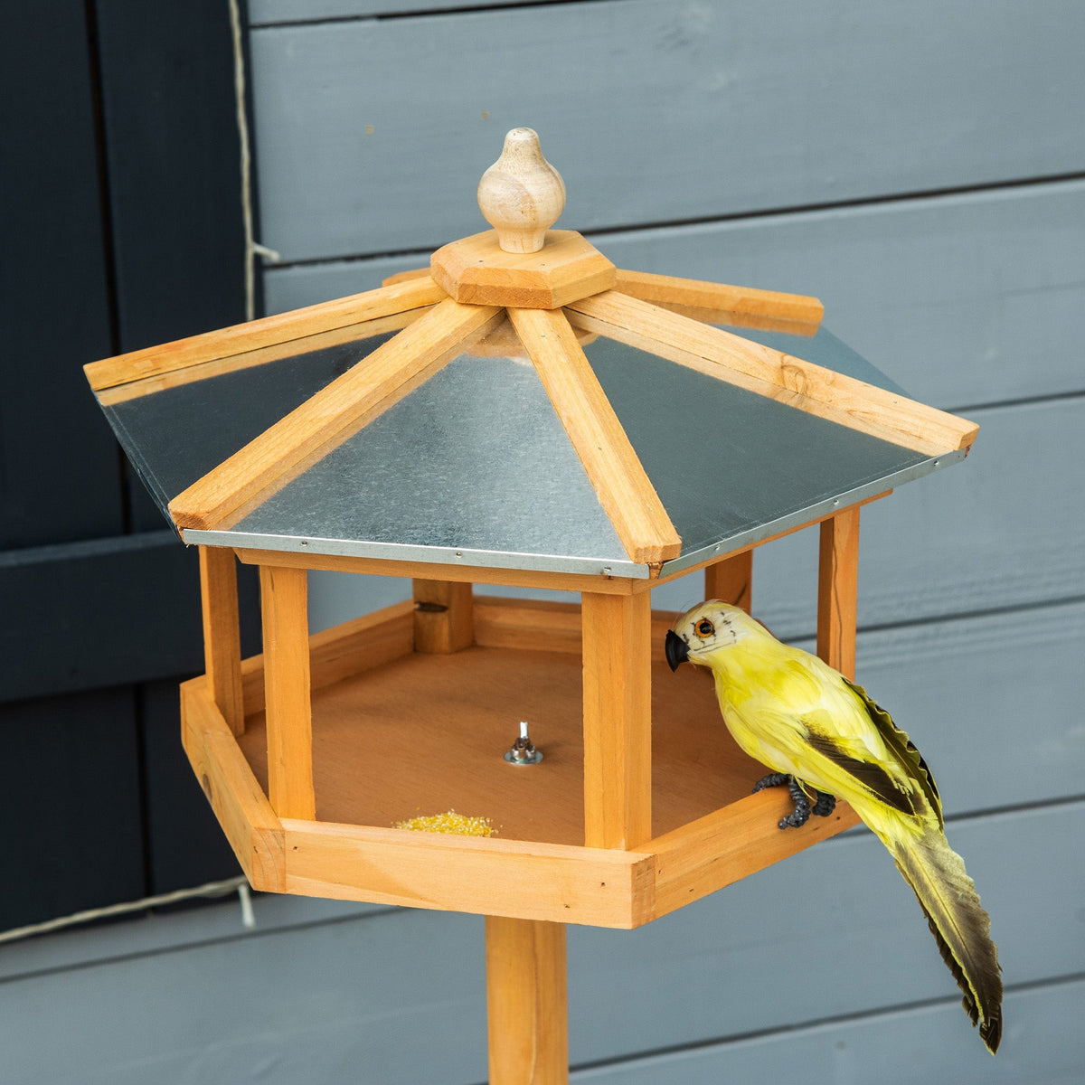 PawHut Birdhouse Bird Villa Feeder with Stand and Zinc Roof