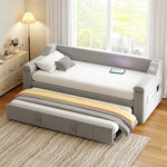Sofa Bed, Bluetooth Stereo, Storage, Slatted Frame, Light Grey Velvet