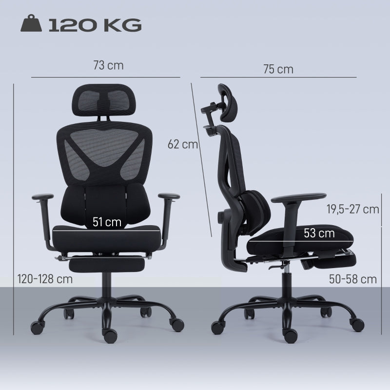 Ergonomic Office Chair, Casters, Lumbar Support, Adjustable Headrest, Mesh Fabric