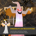 Halloween Inflatable Ghost, 2.4m, LEDs IP44 Self-Inflating, Polyester White + Red