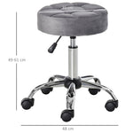 Salon Chair/Stool, Height-Adjustable Swivel with Wheels, Velvet Touch Grey