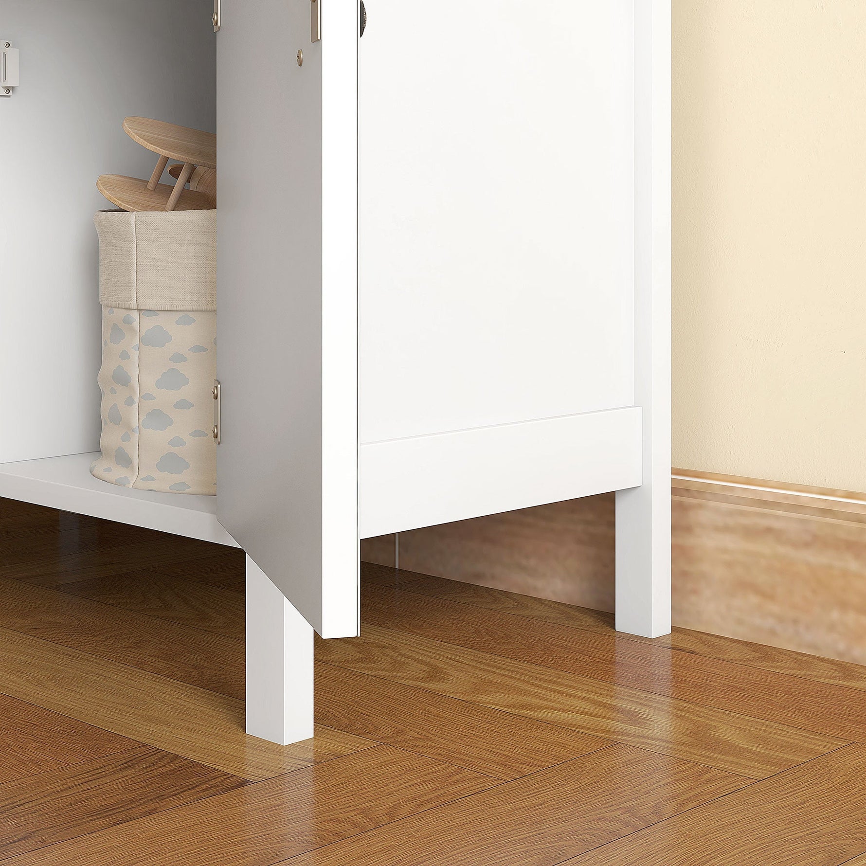 Chest of Drawers Storage Cabinet, 2 Drawers 3 Compartments, Anti-tip, White