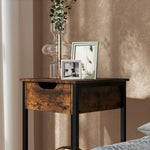 Side Table, Industrial Design Coffee Table with Steel Frame, Rustic Brown