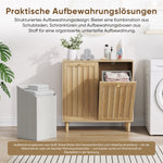 Slanted Laundry Basket with Removable Inner Basket and Bathroom Storage Shelf, Oak Wood Color