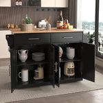Serving Trolley 120cm Folding Tabletop Casters Wood Legs Black
