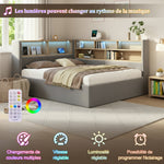 Daybed 140x190cm with Hydraulic Storage, LED & USB, Grey Velvet