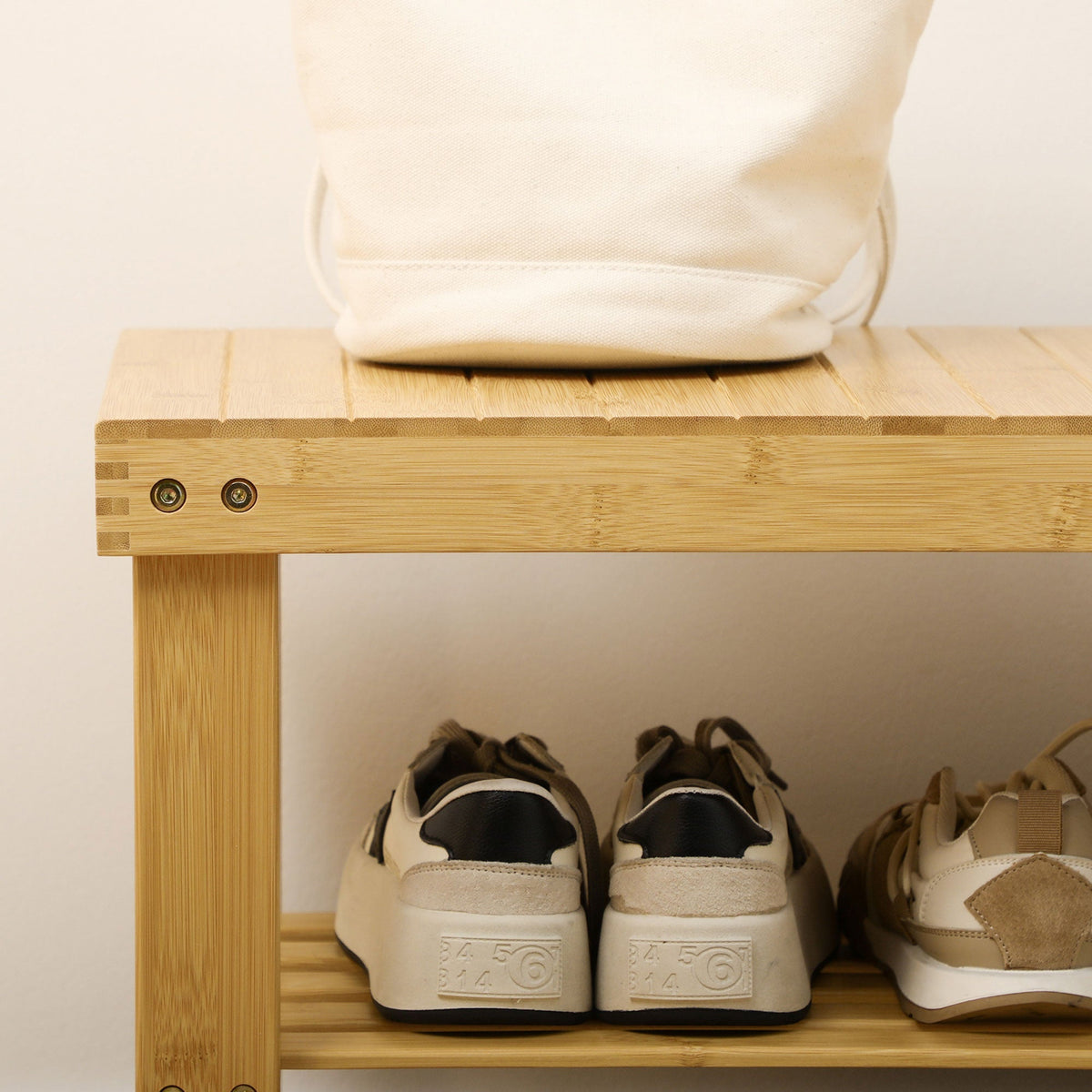 Bamboo Shoe Bench, 3-Tier 6 Pairs 70x28x45cm, Natural