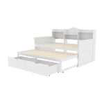 Sofa Bed 90*200, Pull-Out 90*190, 2 Drawers, Storage, USB Socket, Wooden, White