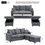 Corner Sofa U-Shaped Three-Seater Modular with Storage & Sleeping Function, Chenille