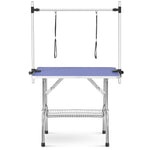Professional Foldable Dog Grooming Table with Adjustable Arm, Sturdy, 117cm, BLUE