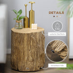 Side Table Tree Stump Look Adjustable Feet Waterproof, 37x37x43 cm