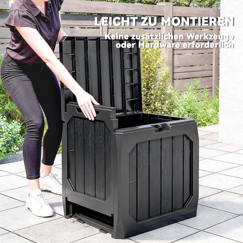 Outdoor Storage Box 121L with Handles - Black Plastic