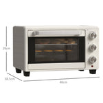 Mini Oven Rotisserie Toaster 21L, 3 Modes, Stainless Steel, Cream White