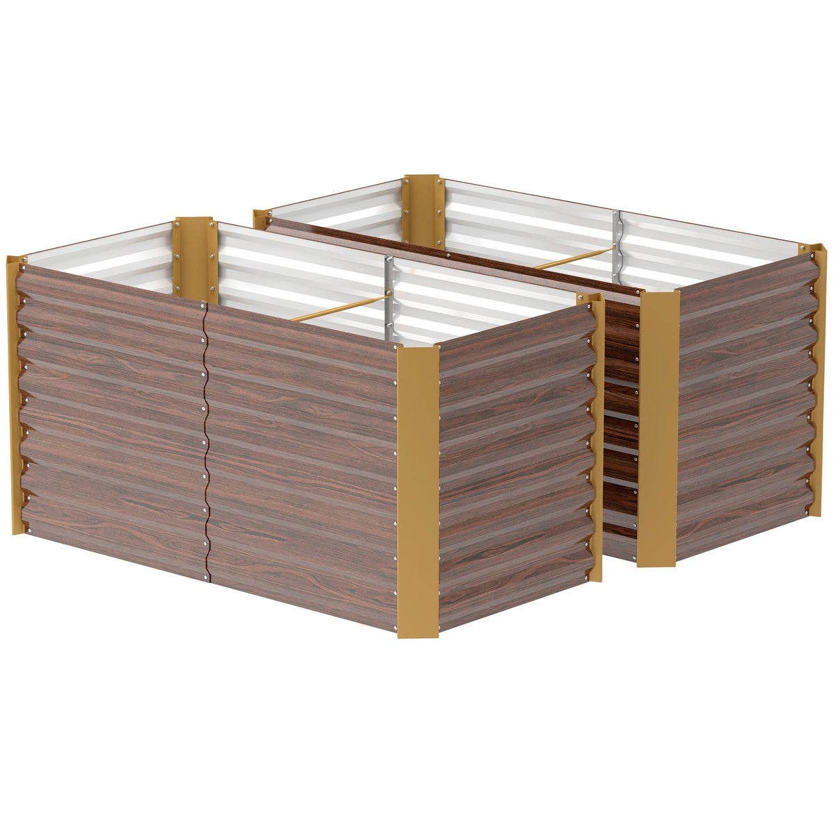 Raised Garden Beds Set of 2 Planters Weatherproof 120x60x60cm Galvanized Steel