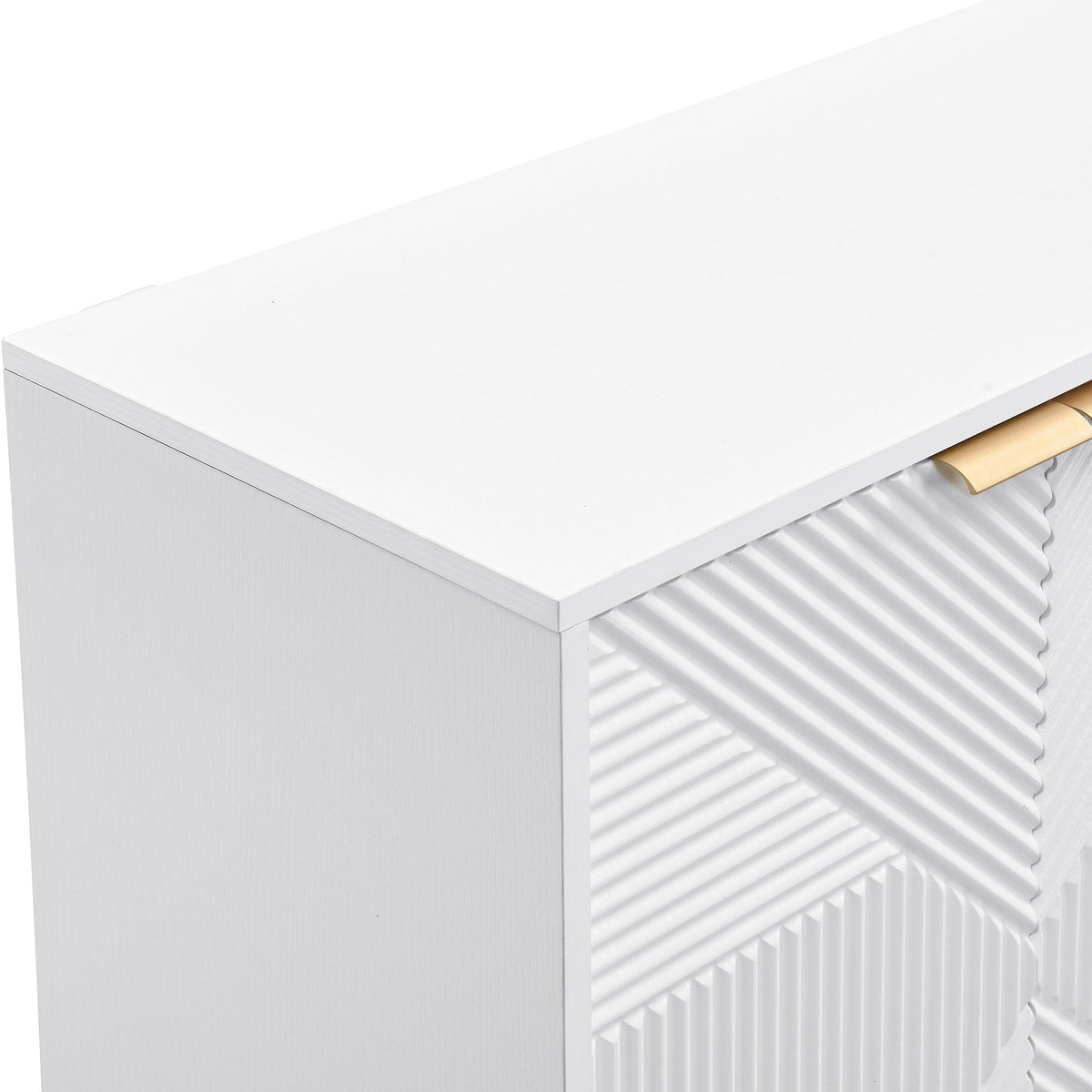 Sideboard with Four Molded Doors and Adjustable Shelves, Wood and Metal