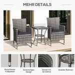 Balcony Furniture Set for 2 People, Rattan Garden, Dark Grey